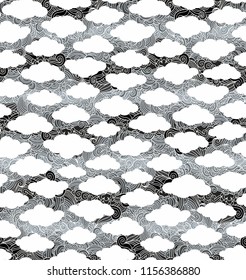 Clouds on white background - seamless vector texture