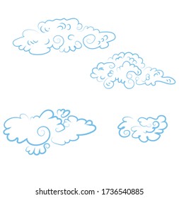 Nubes sobre un fondo blanco. Ilustración del vector