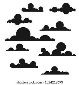 Clouds on white background.Silhouette.Set.Icons.Vector design.Texnology