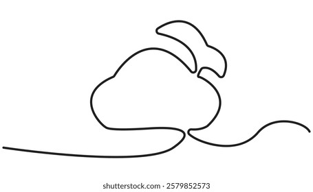 Clouds one continuous line drawing, Vector illustration drawn with one continuous line of clouds in the sky. Single line concept of overcast cloudy weather