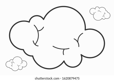 Clouds one line art cartoon. vector illustration. Cloud line icon.