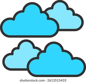 Clouds Outline Filled Style Icon