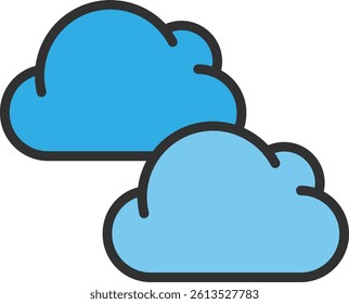 Clouds Outline Filled Style Icon
