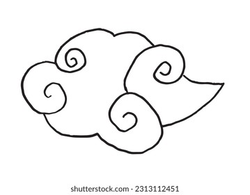 Imagen de ilustración de contorno de nubes. 
Imagen dibujada a mano de dibujos de nubes. 
Simple y lindo logo original.
Ilustración vectorial dibujada a mano para afiches, tarjetas, camisetas.