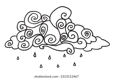 Wolken umreißen Bild. 
Handgezeichnete Bilder von Wolken. 
Einfaches, niedliches Originallogo.
Handgezeichnete Vektorgrafik für Poster, Karten, T-Shirts.