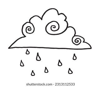 Clouds outline illustration image. 
Hand drawn image artwork of clouds. 
Simple cute original logo.
Hand drawn vector illustration for posters, cards, t-shirts.