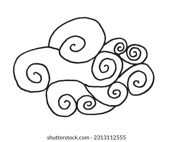 Clouds outline illustration image. 
Hand drawn image artwork of clouds. 
Simple cute original logo.
Hand drawn vector illustration for posters, cards, t-shirts.