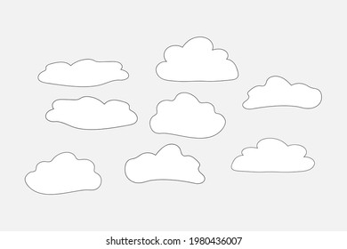 las nubes. el contorno de las nubes está aislado en un fondo blanco.set. elementos de diseño. ilustración vectorial