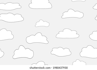 the clouds. outline of clouds on a white background.seamless pattern. vector illustration