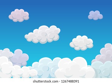 Clouds over blue sky cartoon background vector illustration