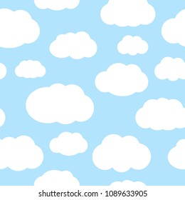 Clouds over the blue sky seamless vector pattern