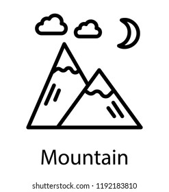 Clouds over the mountains and moon symbolizing landscape 