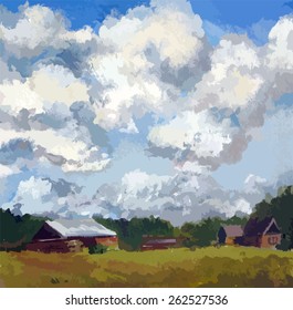 Clouds over the russian village