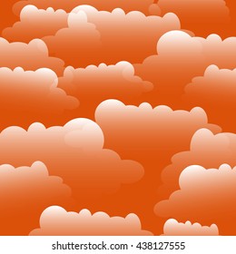 Clouds over sunset sky. Seamless vector pattern.