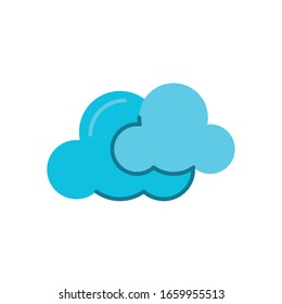 clouds over white background, flat style icon, vector illustration