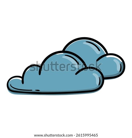 Clouds, overcast. Weather forecast icon. Vector illustration for print, sticker, app. Hand drawn sign, symbol isolated on white background
