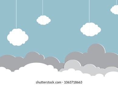 Clouds paper art vector