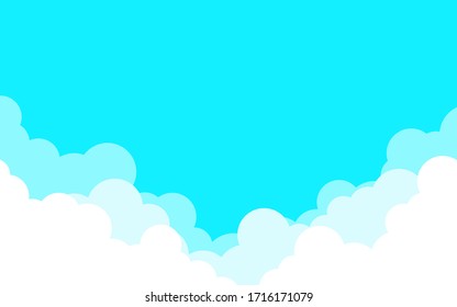 Clouds paper cut with blue sky background landscape flat cartoon vector design