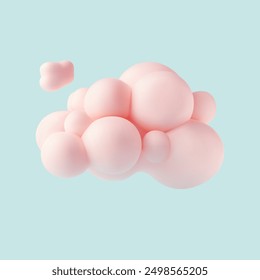 Clouds in pastel colors on blue background.  Realistic 3d vector illustration.