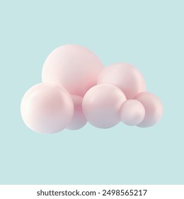 Clouds in pastel colors on blue background.  Realistic 3d vector illustration.