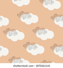 Clouds pastel orange seamless vector pattern for print