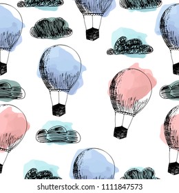 Clouds. Pattern. Prints for clothes, postcards. For your design. Air. Hand drawing. 