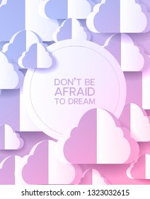 Clouds pattern vector cloudy backdrop and blue skyline heaven sky wallpaper rainy weather illustration of cloudscape with fluffy background poster