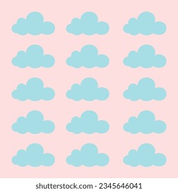 Clouds pattern wallpaper. Square frame. Candy colour. Sky blue clouds icon. Pink and Blue pastel. Simplicity. Element. Seamless pattern. 