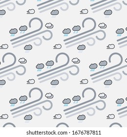 Clouds Patterns Vector Illustration Design. Beuatiful Bright White and Shades of Grey Cloud Seamless Pattern.