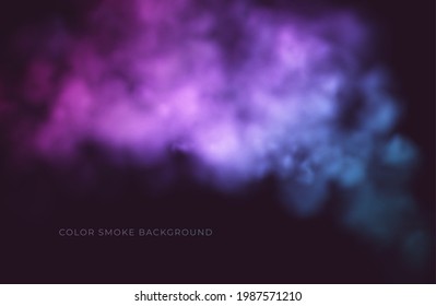 Clouds Of Pink And Blue Smoke On A Black Background. Colored Puffs Of Smoke. Vector Illustration EPS10