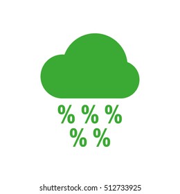 clouds and precipitation percent icon vector illustration eps10. Isolated badge discount flat design for website or app - stock graphics