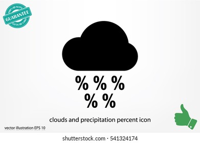 clouds and precipitation percent icon vector illustration eps10. Isolated badge discount flat design for website or app - stock graphics.
