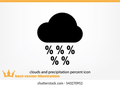 clouds and precipitation percent icon vector illustration eps10. Isolated badge discount flat design for website or app - stock graphics