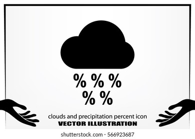 clouds and precipitation percent icon vector illustration eps10. Isolated badge discount flat design for website or app - stock graphics.