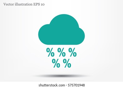 clouds and precipitation percent icon vector illustration eps10. Isolated badge discount flat design for website or app - stock graphics.
