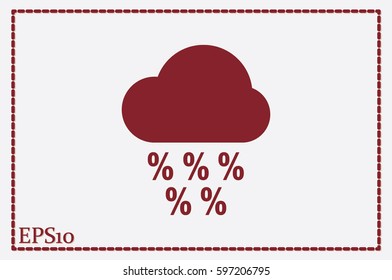 clouds and precipitation percent icon vector illustration eps10. Isolated badge discount flat design for website or app - stock graphics.