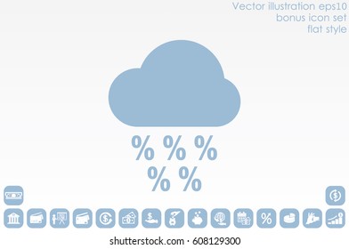 clouds and precipitation percent icon vector illustration eps10. Isolated badge discount flat design for website or app - stock graphics