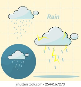 clouds and rain. cloudy sky. rainy season. lightning rain. vector illustration