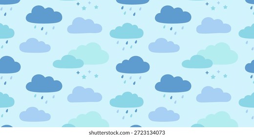 Nuvens e chuva caindo de um céu azul visto de cima