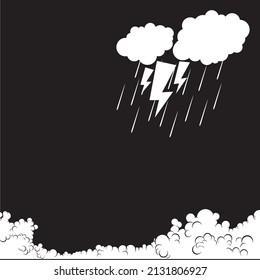 Clouds, Rain and Lightning. Sketch Artwork, Creative Idea, Innovative Art, Concept Illustration.