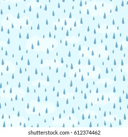 Clouds and rain pattern. Vector seamless background