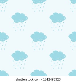 Clouds with rain seamless pattern for textile