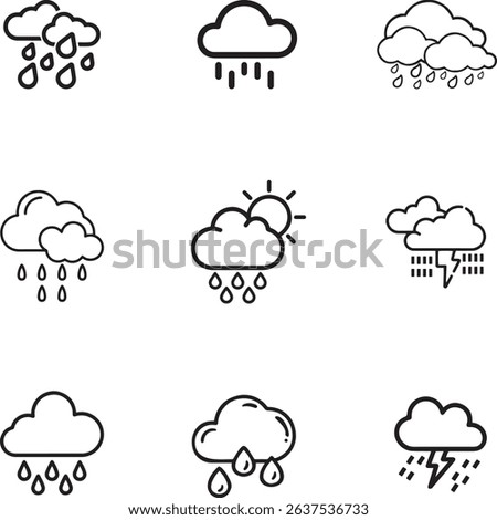 Clouds, rain and sleet, sunshine, and thunderstorms, these minimalist graphics. Cloud, Rain, Snow, and Thunderstorm Icons .