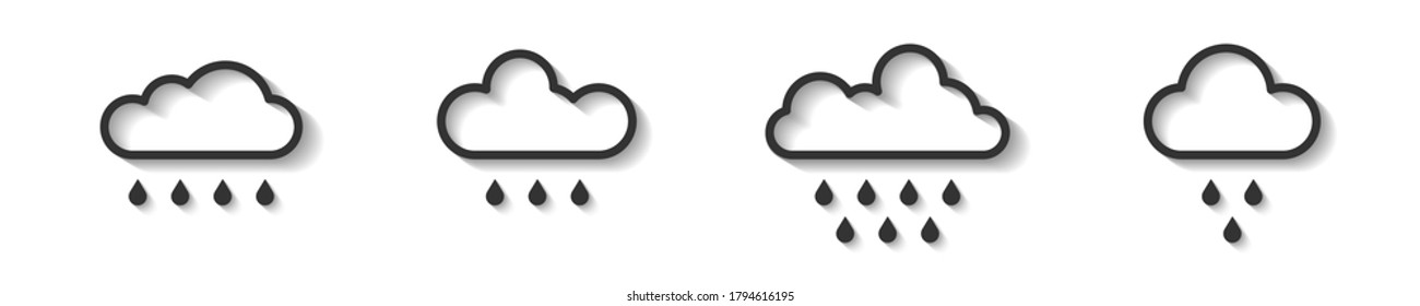 Clouds. Rain clouds. Weather icons. Linear vector clouds. Vector illustration