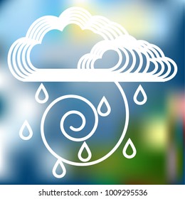 Clouds, rain and wind contour, weather icon - vector illustration