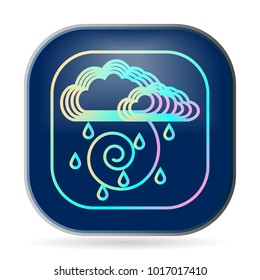 Clouds, rain and wind contour. Weather logo, icon, button - vector