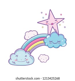 clouds and rainbow cartoon