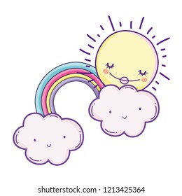 clouds and rainbow cartoon