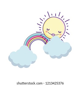 clouds and rainbow cartoon