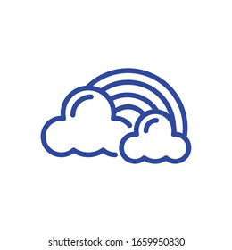 clouds and rainbow icon over white background, line style icon, vector illustration